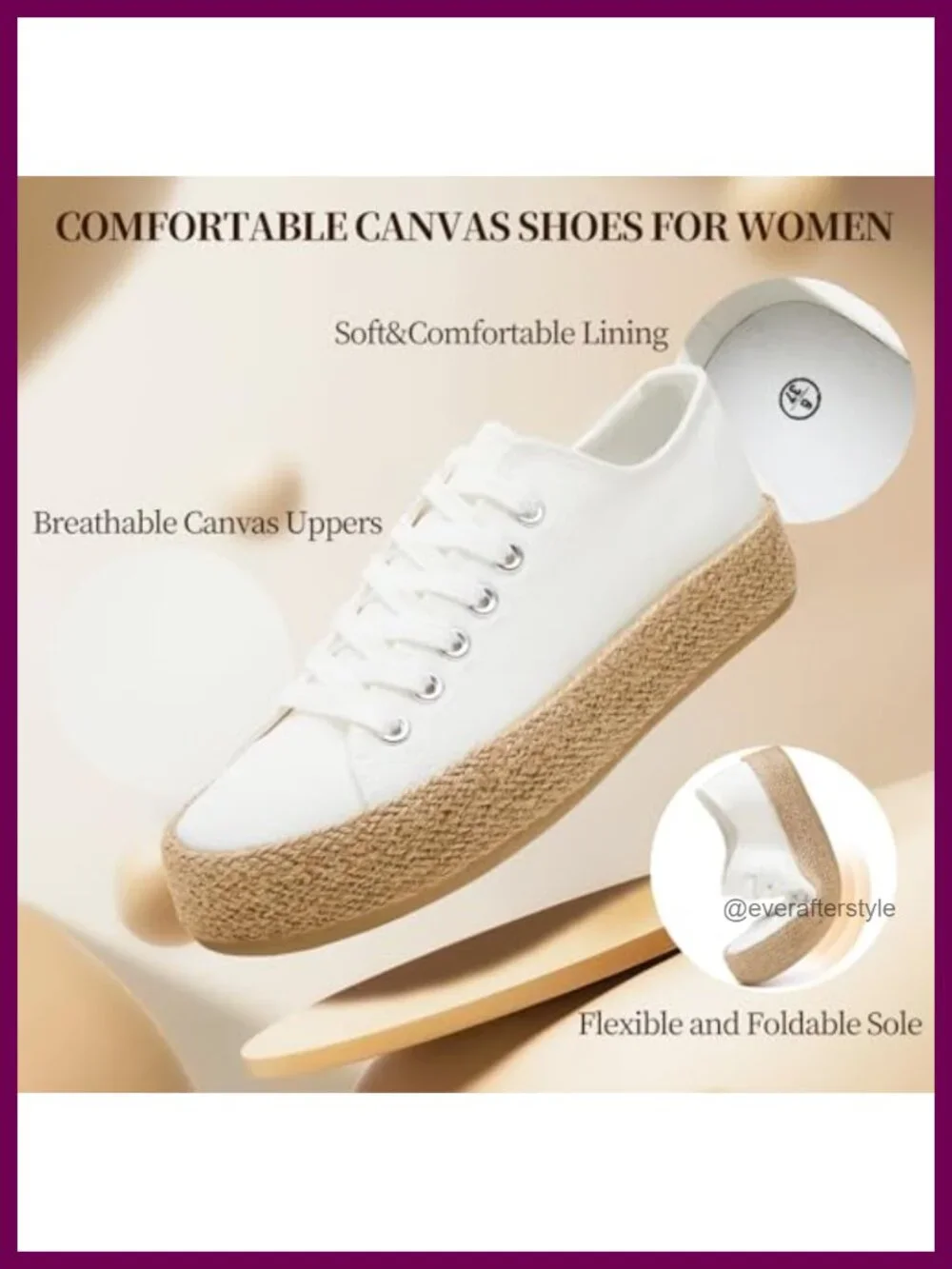 Women's Canvas Platform Sneakers Lace-up Low Top Shoes
